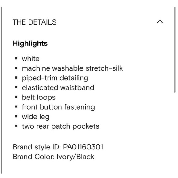 Fleur Du Mal Wide Leg Tuxedo Pants High Rise Size XS Ivory / Black  $395 - Picture 2 of 8